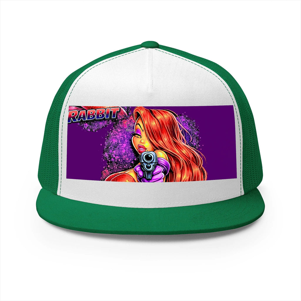 Redhead Rabbit Vixen Pointing Gun Trucker Cap | Retro Pop Art by GT Artland
