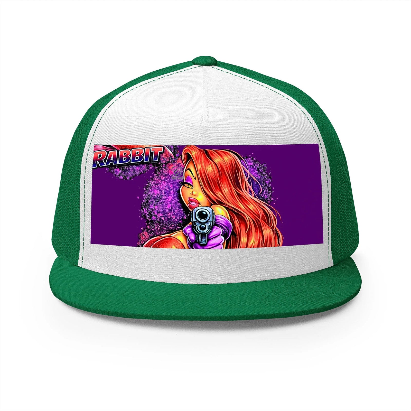 Redhead Rabbit Vixen Pointing Gun Trucker Cap | Retro Pop Art by GT Artland