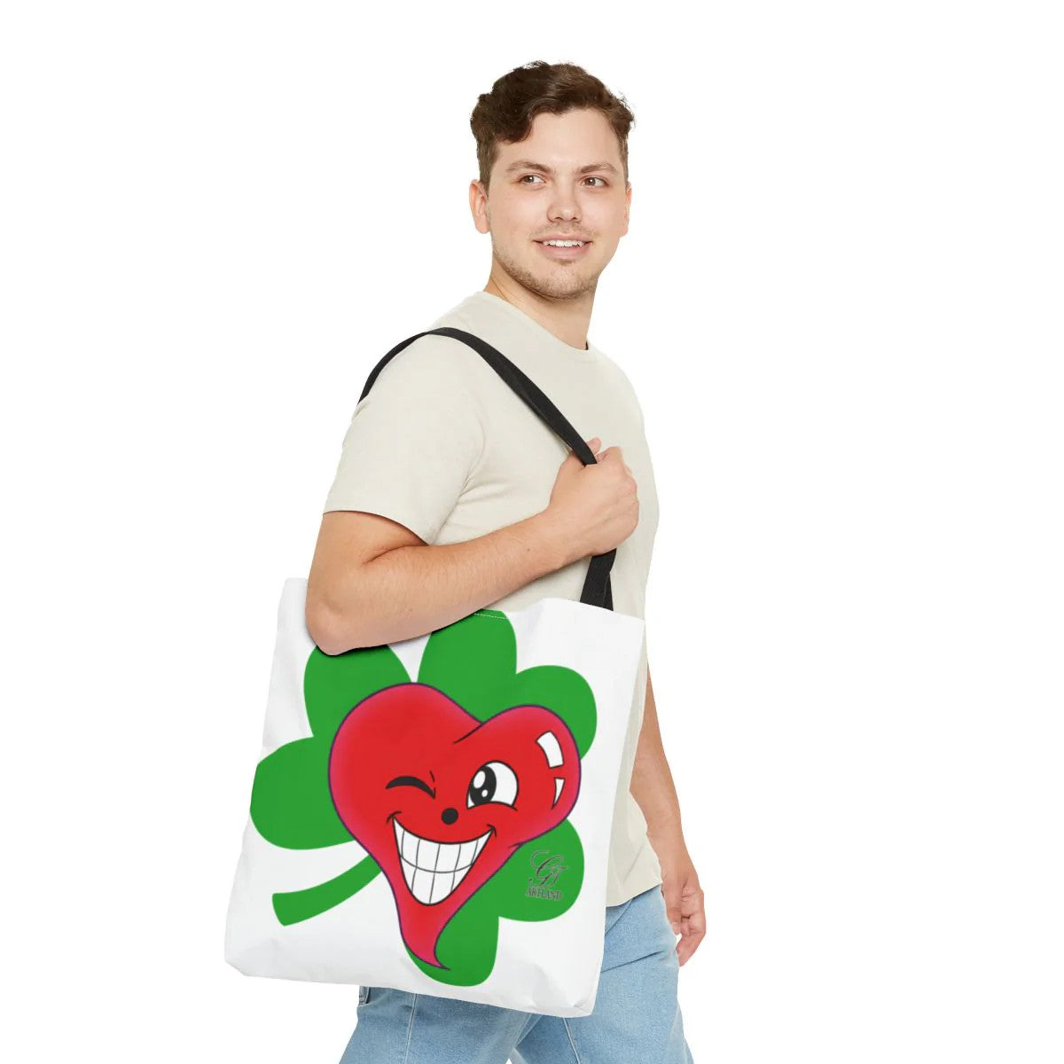 Shamrock "Lucky Art" Irish Designer Heart st patricks Tote Bag by GT Artland