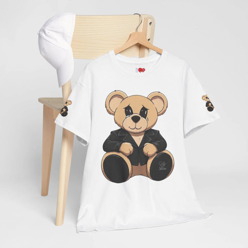 Cute Teddy Bear in Black Unisex Heavy Cotton Tee by GT Artland