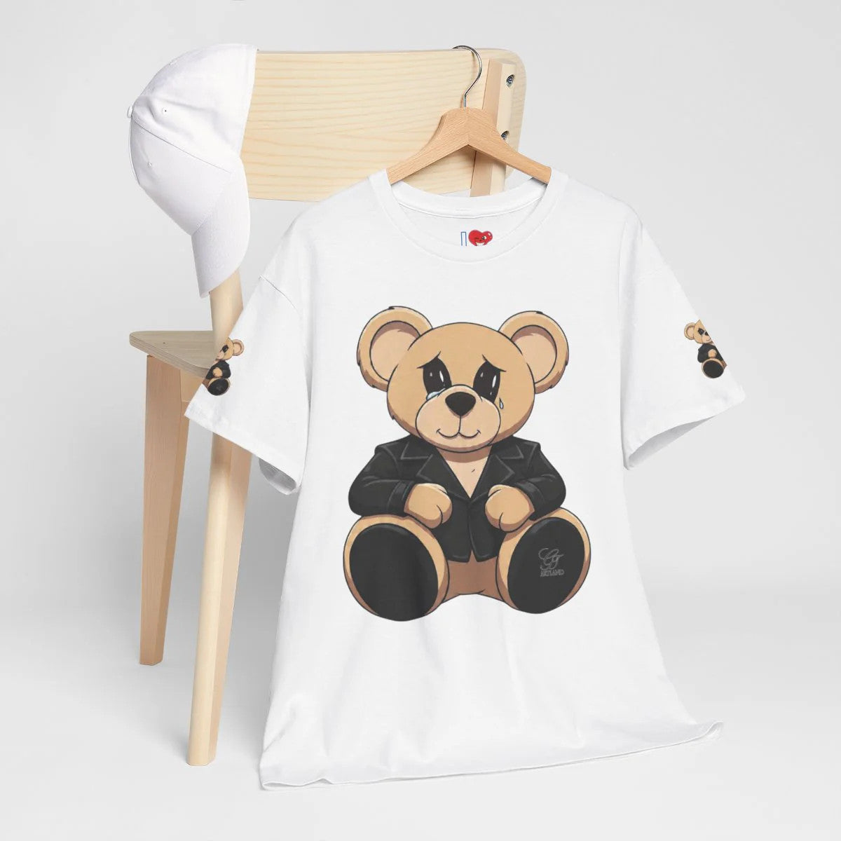 Cute Teddy Bear in Black Unisex Heavy Cotton Tee by GT Artland