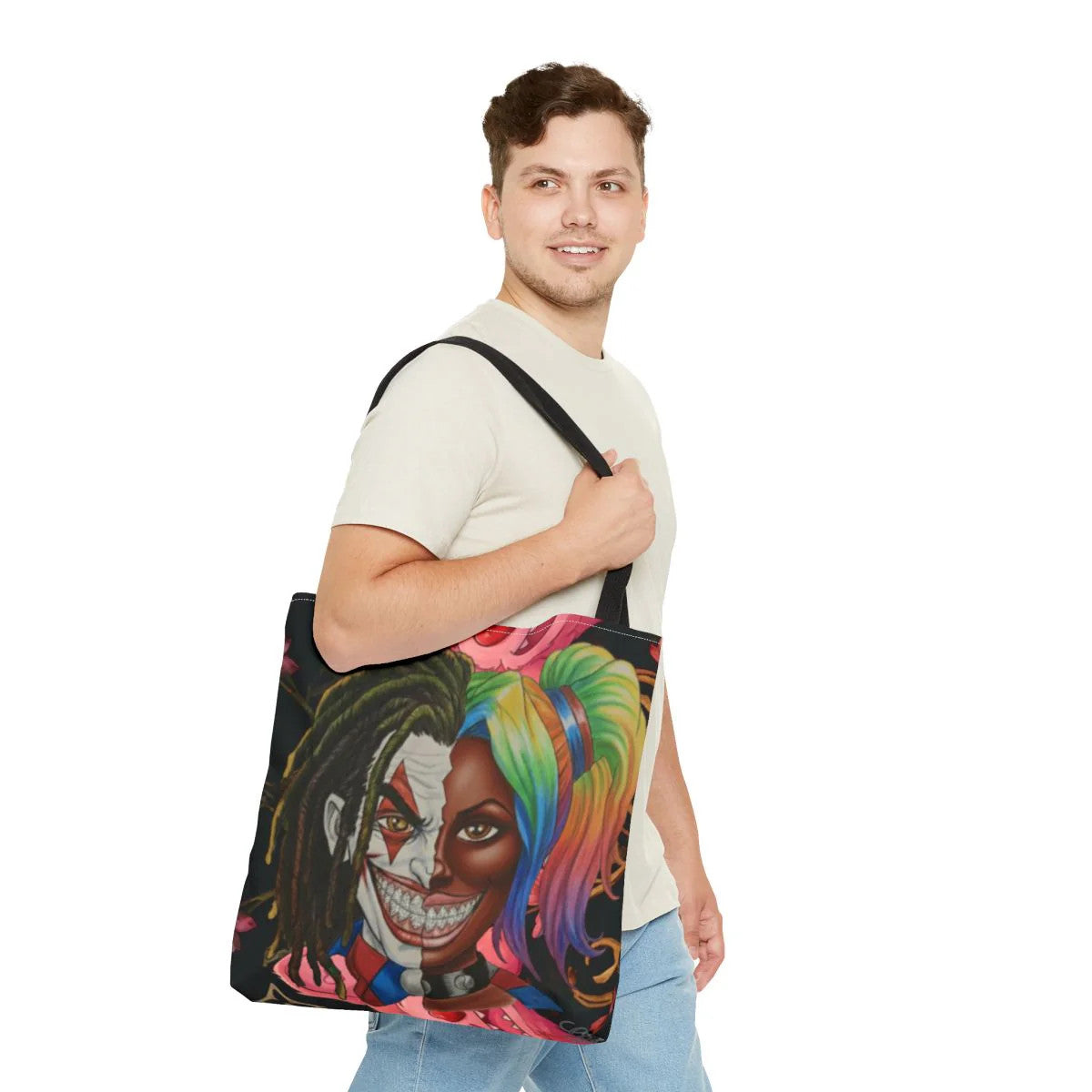 Crazy Love Clown and Vixen Half Face Designer HD Tote Bag Designer | All-Over