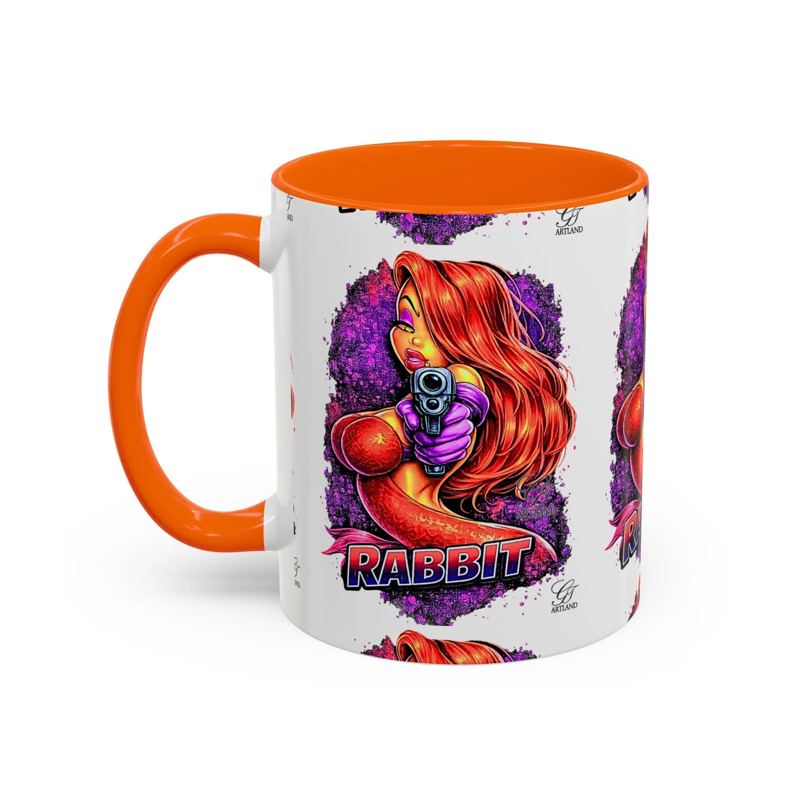 Pinup Redhead Vixen with Gun Rabbit Mug | Accent Coffee Mug 11oz 15oz by GT
