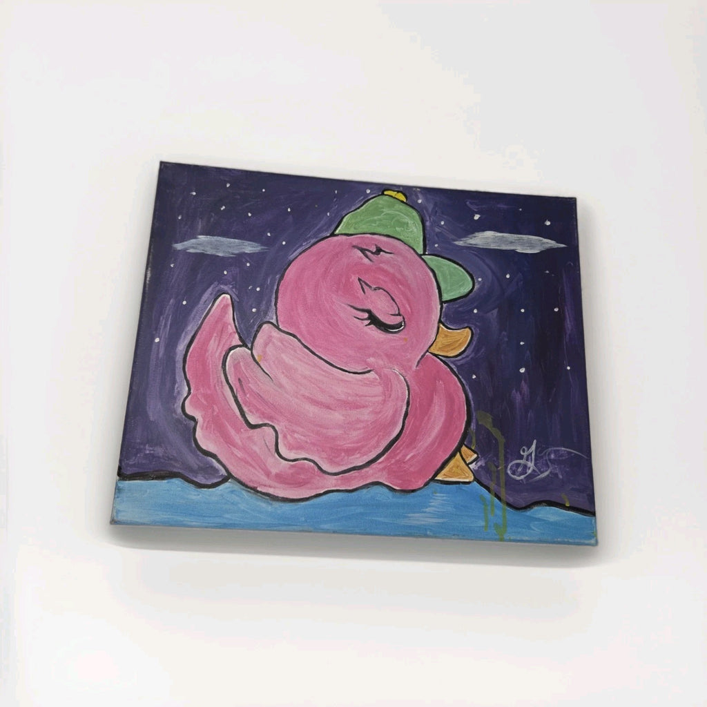 Peaceful BABY PINK DUCK Painting 20 X 16 In Collectors Canvas 1 Of 1