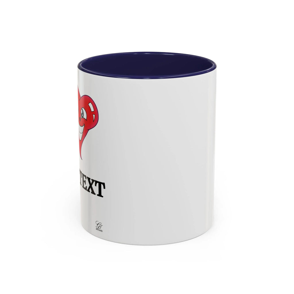 I ️ "Add Any Text" Happy Heart Classic Accent Coffee Mug (11, 15oz) by GT
