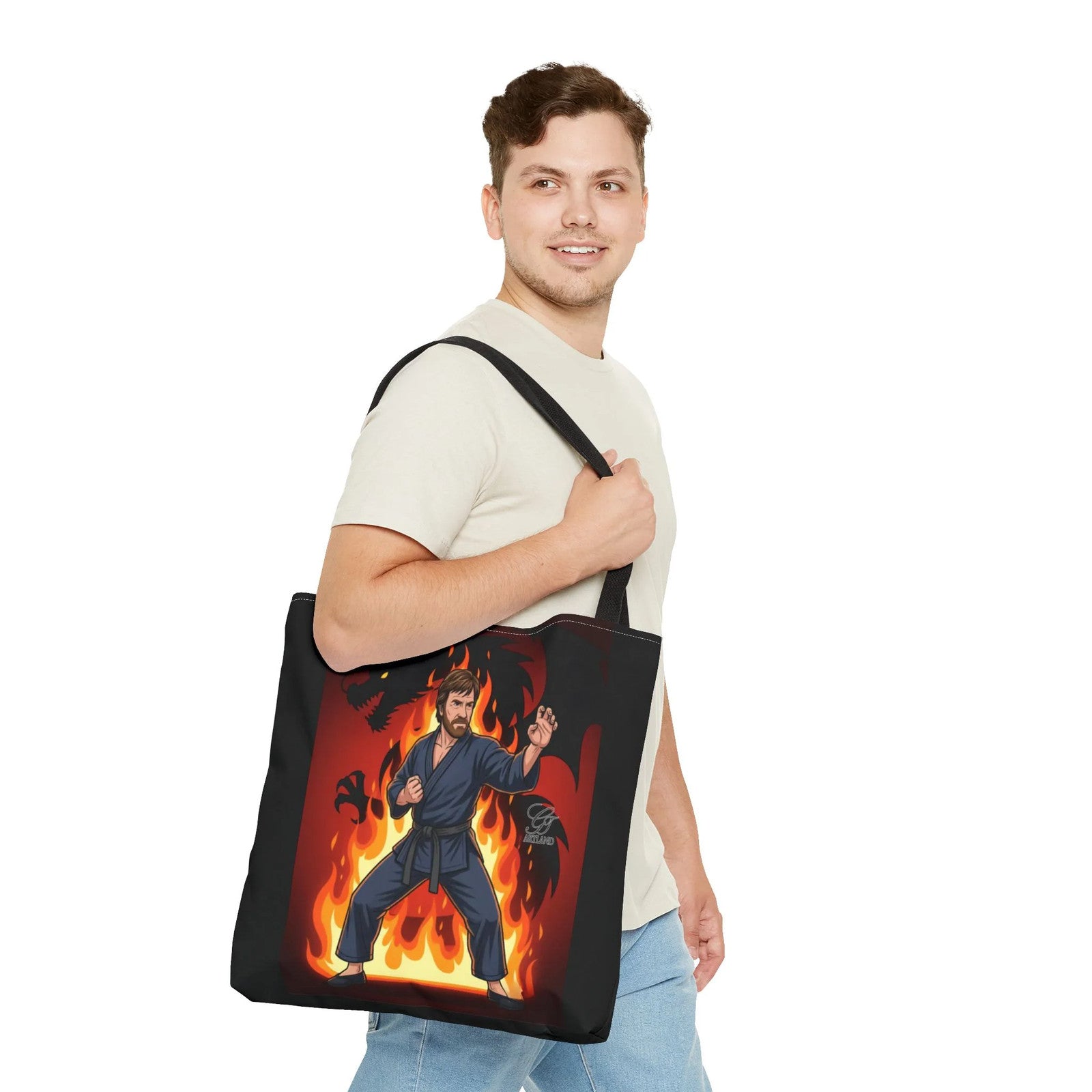Flame Karate Fighter Chuck Norris Tote Bag | Martial Arts Fire Ninja