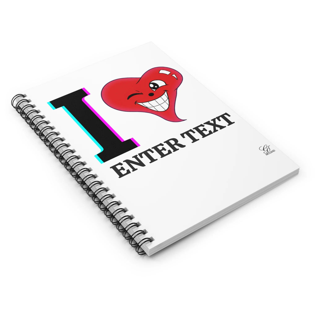 I ️ "TEXT" Customizable Personalized Spiral Notebook - Ruled Line by GT Artland