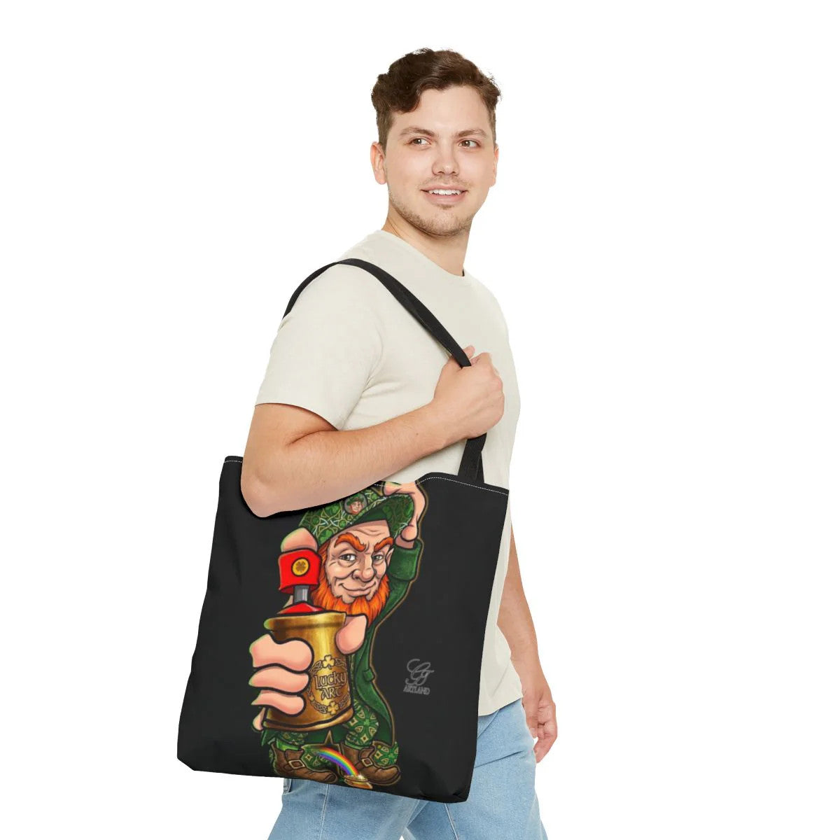 Spray Can Leprechaun Designer Tote Bag by GT Artland
