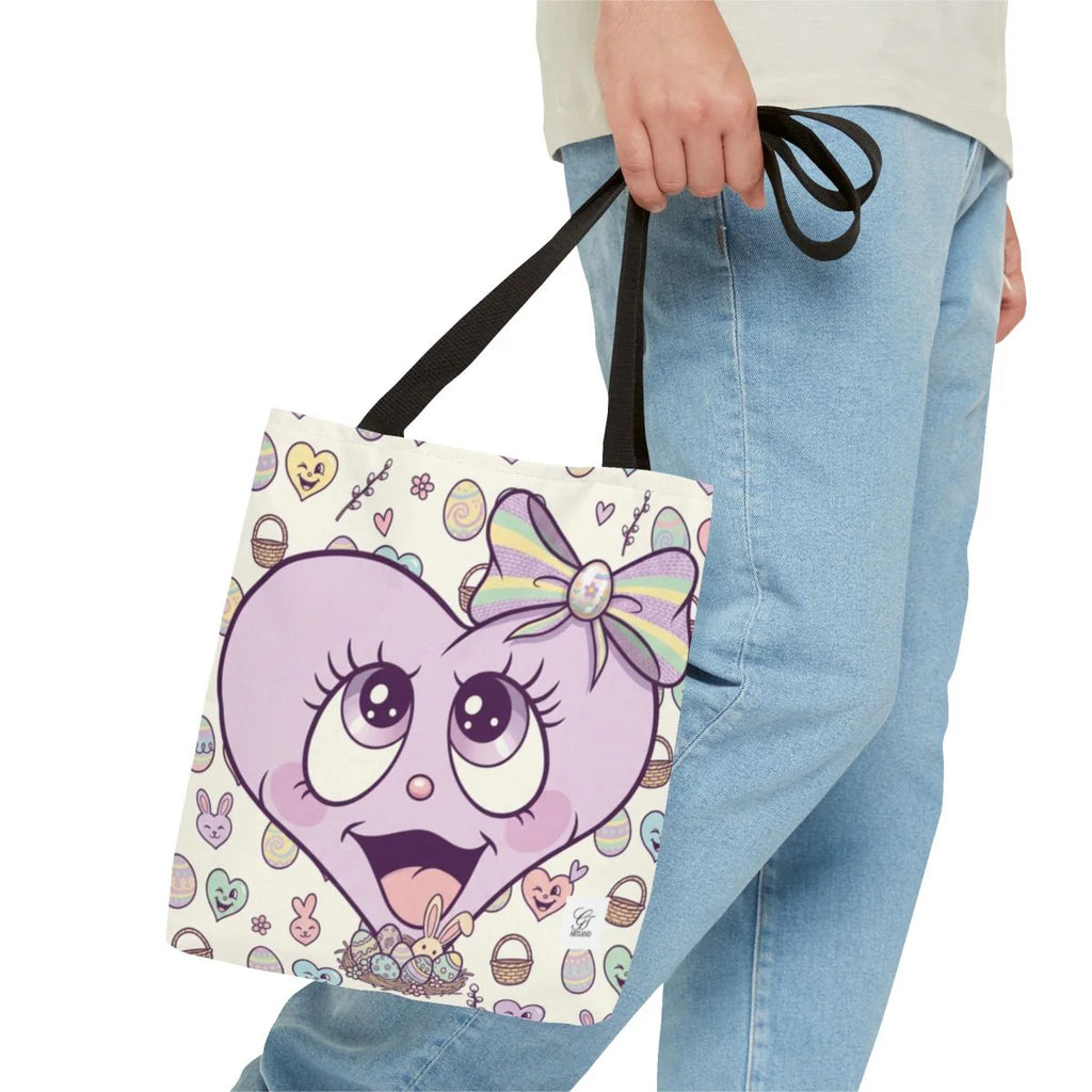 Easter Love Hunt Heart with Bow Designer Tote Bag by GT Artland