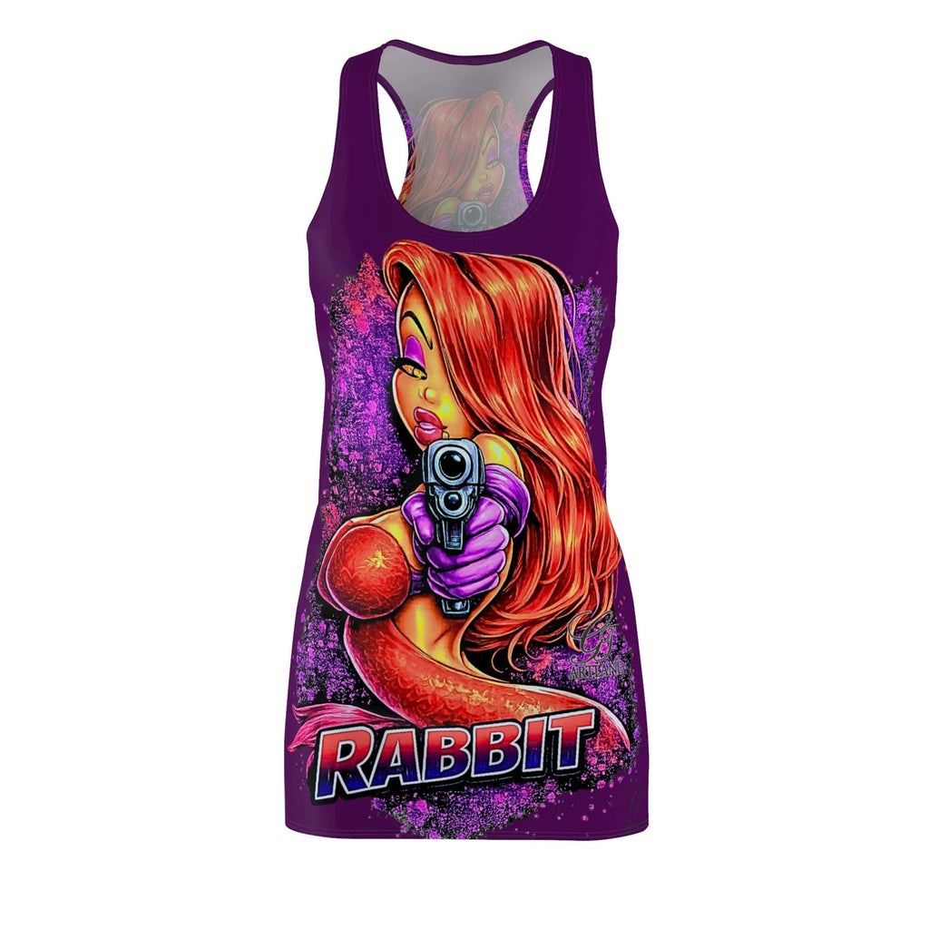 Rabbit Vixen Redhead with Gun Racerback Dress | Rabbit Graphic, Purple by GT