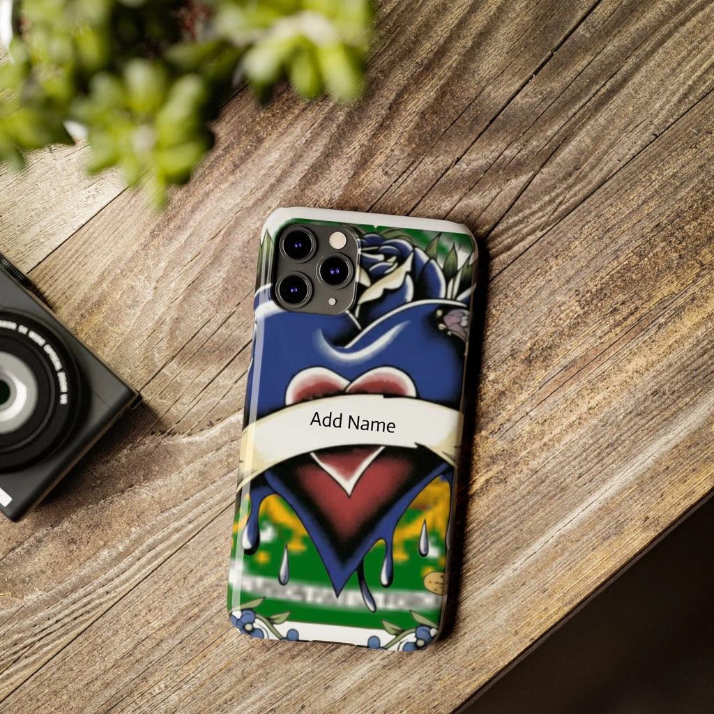 Blue Rose Garden Urban Styled Illustration Slim Phone Case | by GT Artland