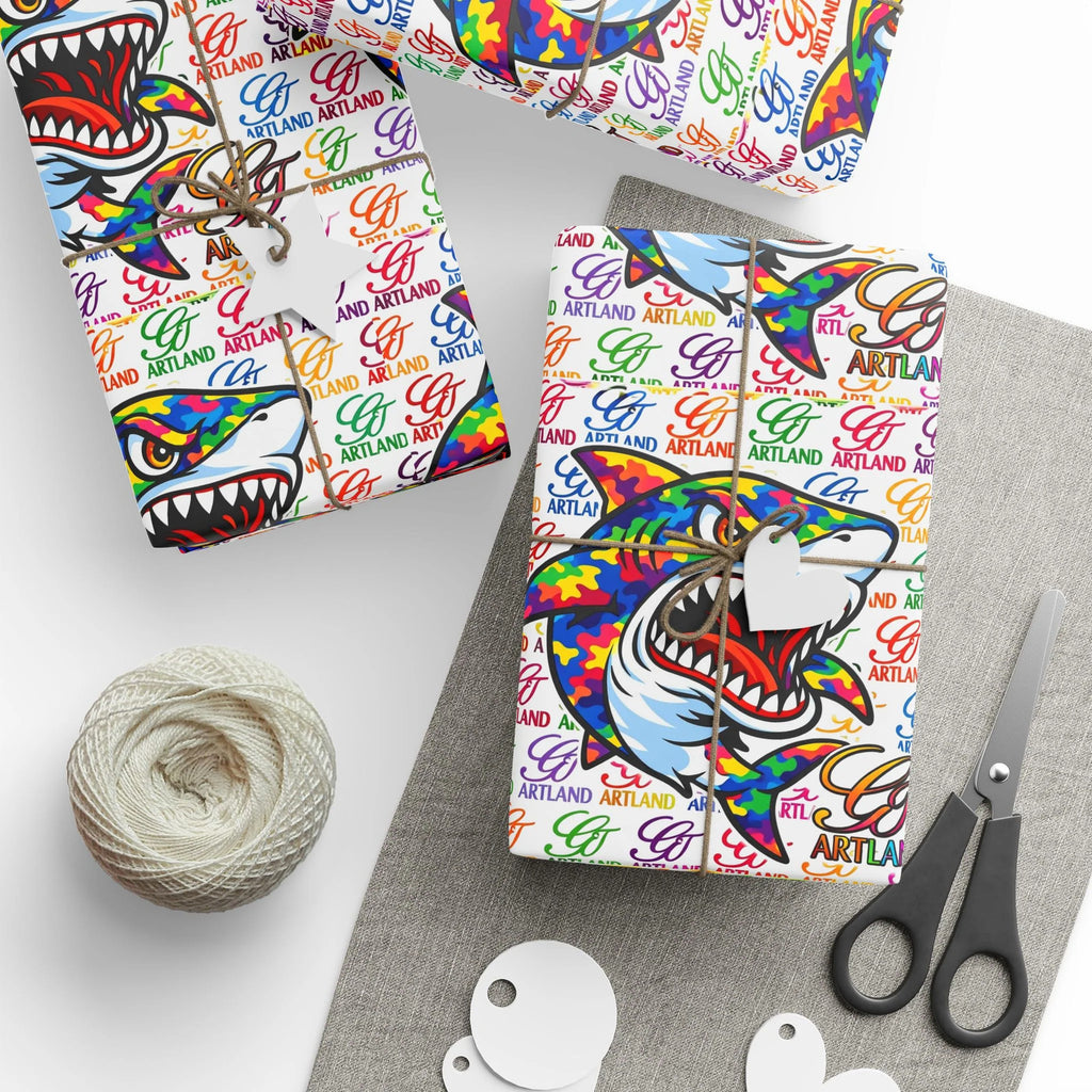 Colorful Designer Rainbow Killa Shark GT Pop Art Wrapping Paper | Patterned