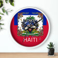 Haiti 🇭🇹 Flag Hearts and Roses customizable Wall Clock by GT Artland