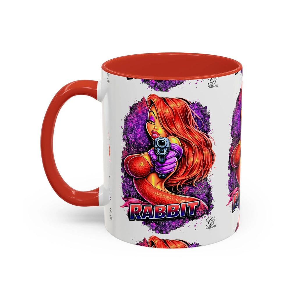 Pinup Redhead Vixen with Gun Rabbit Mug | Accent Coffee Mug 11oz 15oz by GT