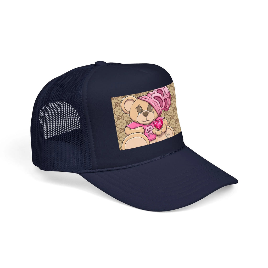 Pink Teddy Bear Heart Foam Trucker Hat | Cute Bear Patch by GT Artland