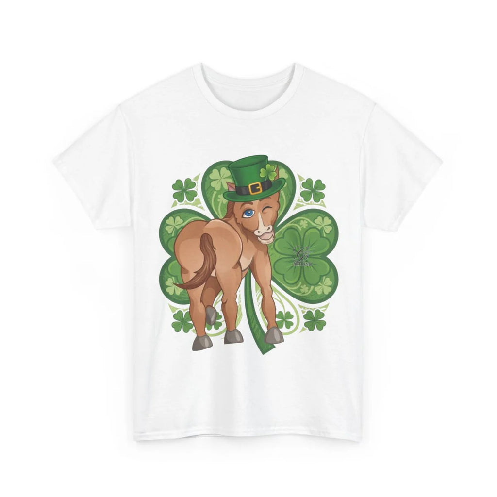 Year Of The Horse St Patricks Shamrock Theme Unisex Heavy Cotton Tee BY GT