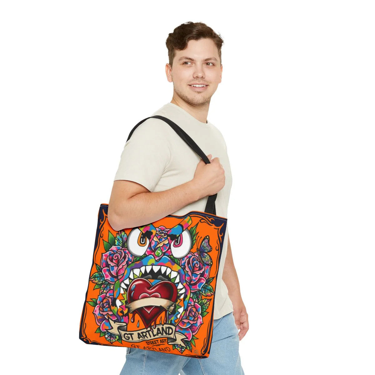 Colorful Gape Tattoo Monster Heart Tote Bag Designer Pumpkin Edition | All-Over