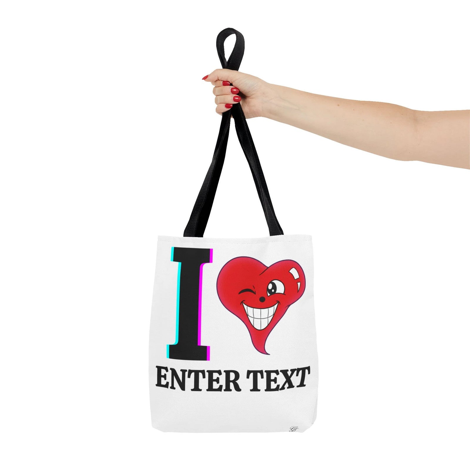 I ️ "Text" Tote Bag Front and Back by GT Artland