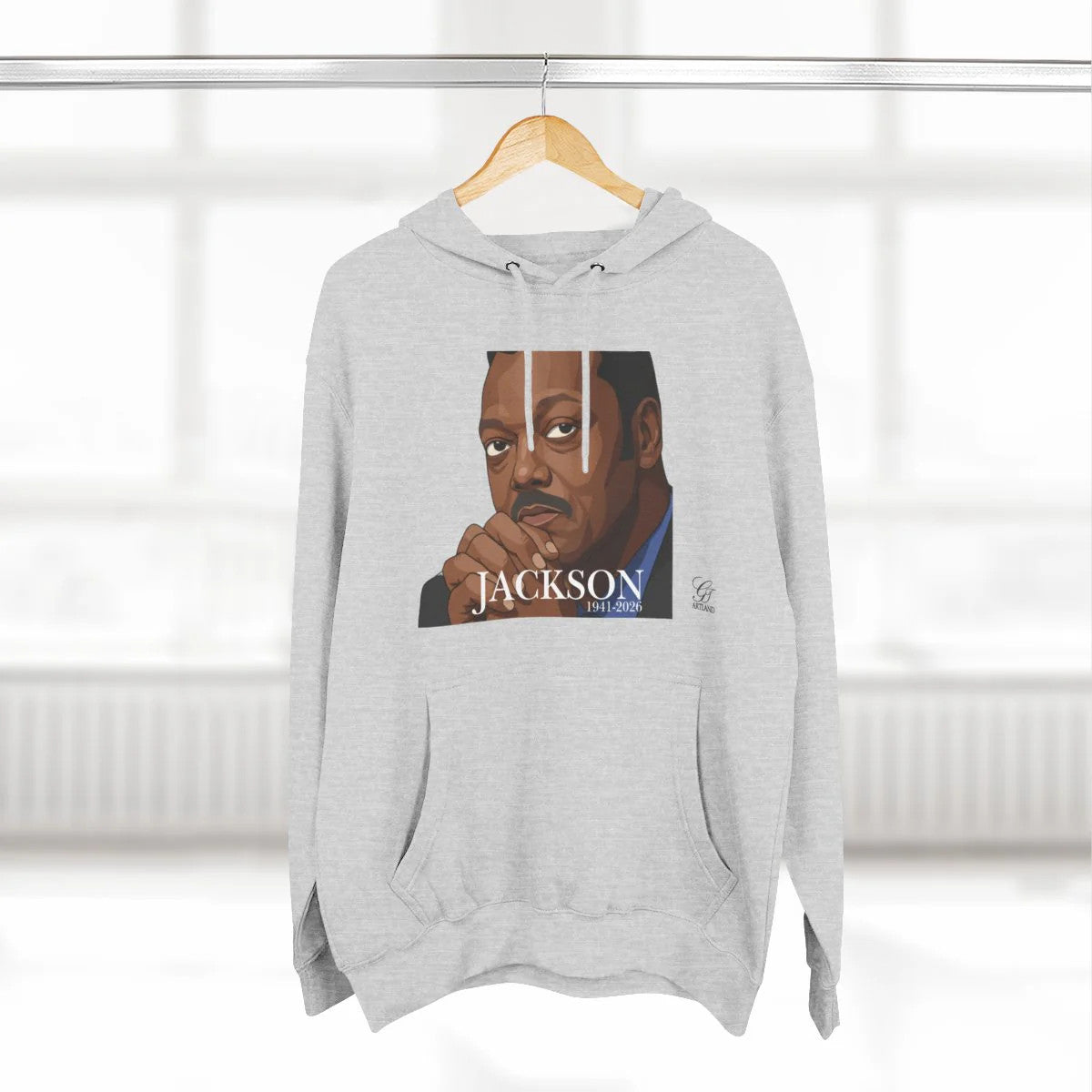 Jesse Jackson Urban Graffiti Art 1941-2026 Three-Panel Fleece Hoodie by GT