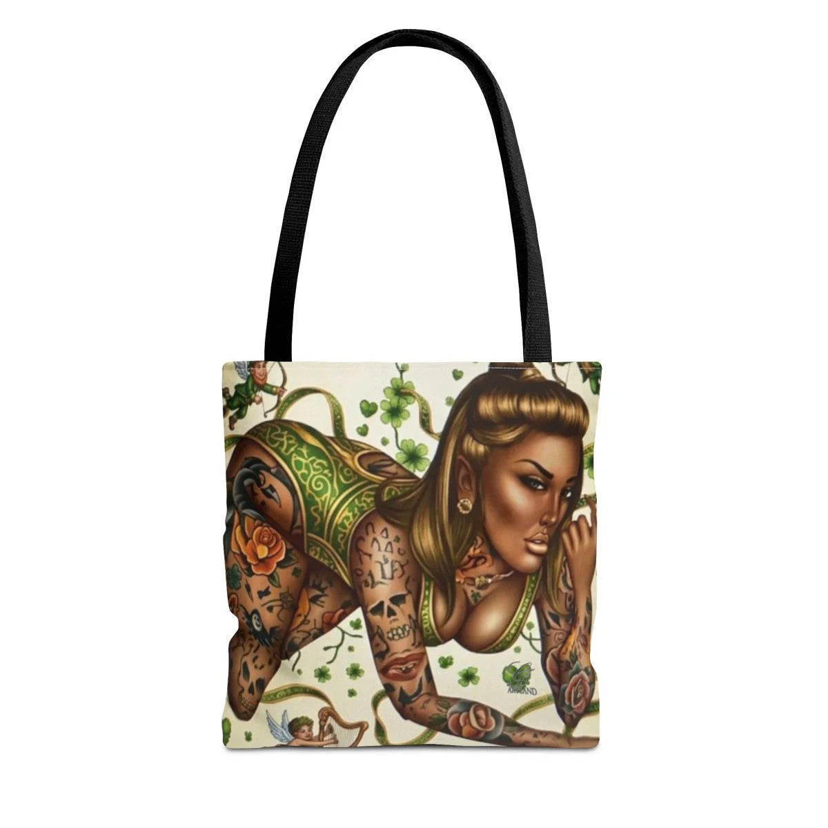 Ebony St Patrick Theme Tattoo Hot Sexy Vixen Designer Tote Bag by GT Artland