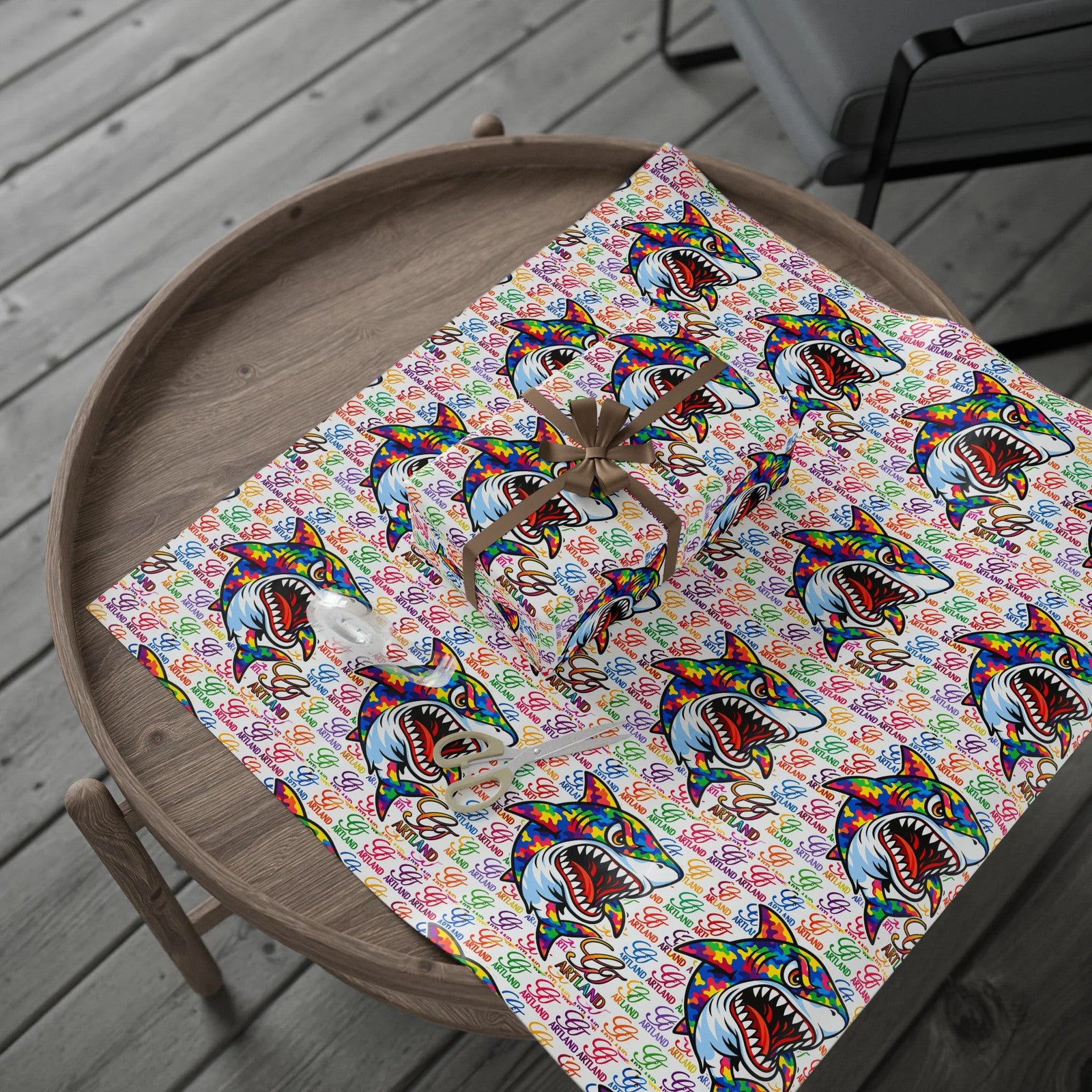Colorful Designer Rainbow Killa Shark GT Pop Art Wrapping Paper | Patterned