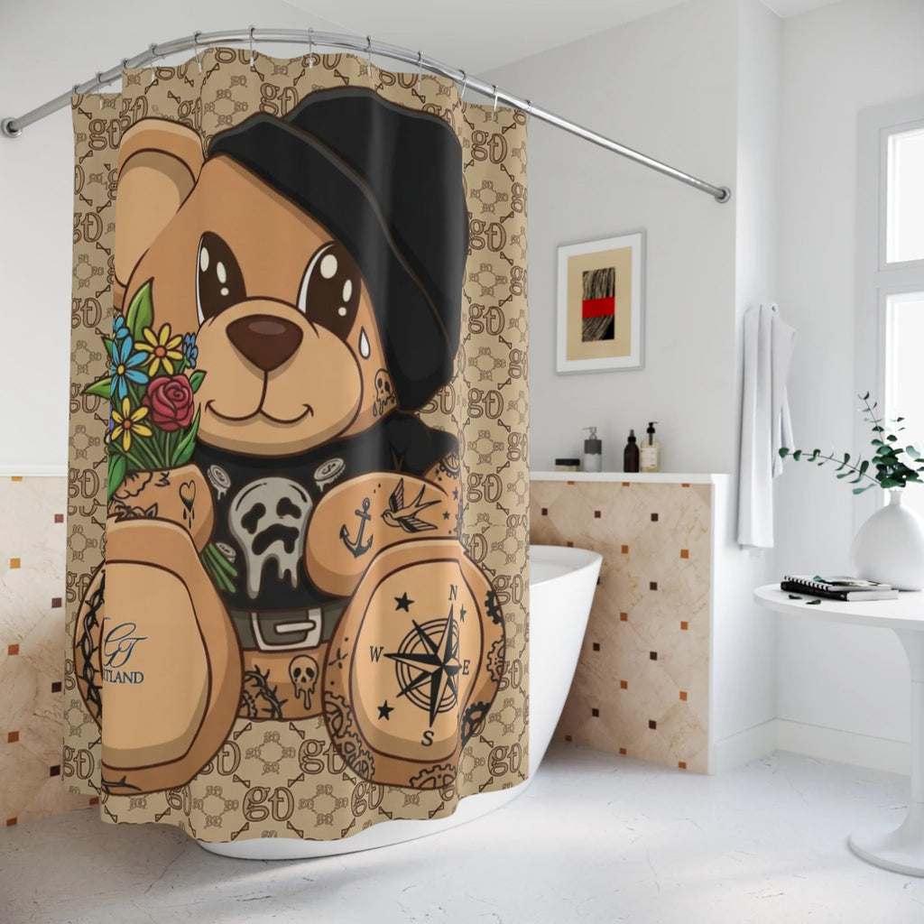 Tattooed Teddy Bear Shower Curtain by GT Artland