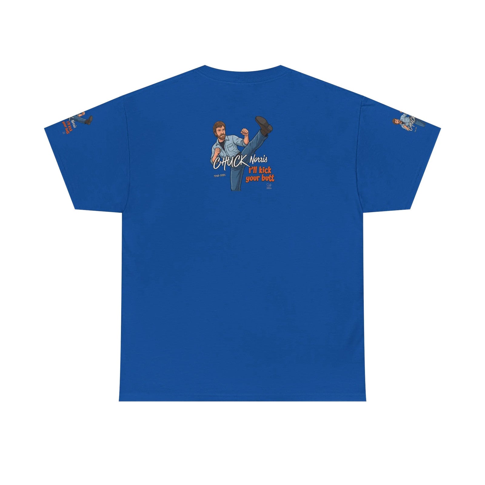 Chuck Norris kick illustration T-Shirt | I'll kick your butt slogan designer by