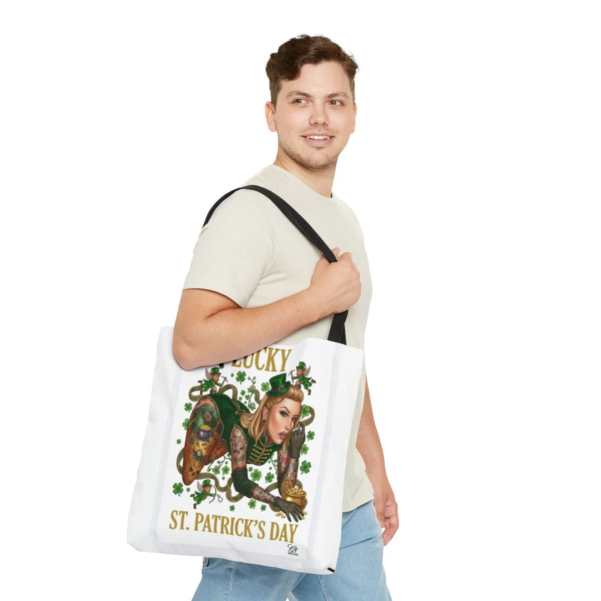 "Lucky" St Patrick's Day Tattoo Hot Sexy Vixen Designer Tote Bag by GT Artland