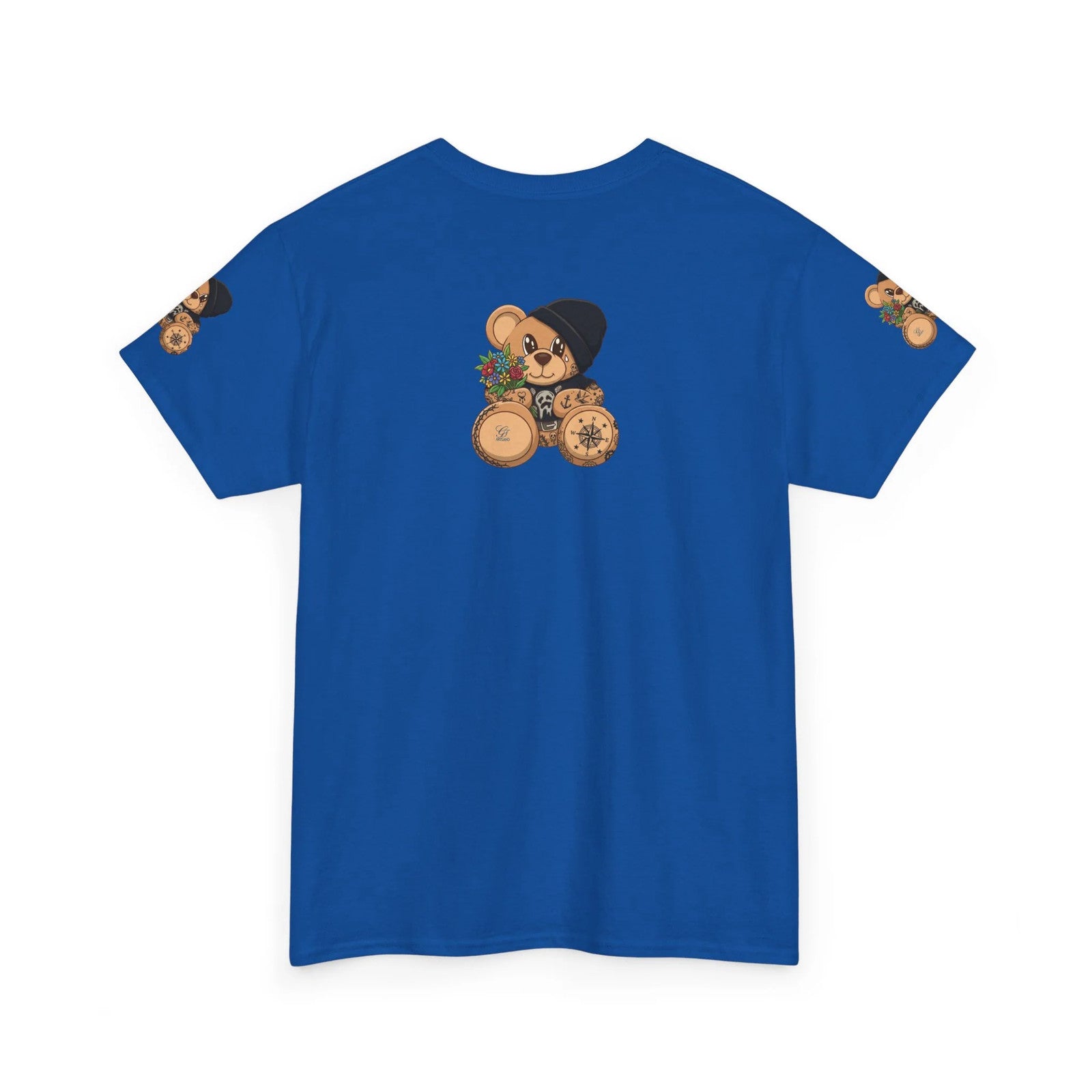Teddy Bear with Beanie and Compass Tee | Floral Bouquet Graphic by GT Artland