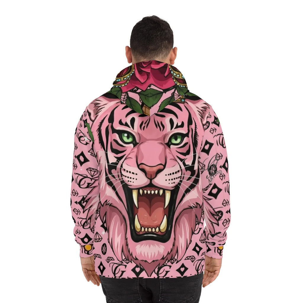 Pink Tiger Tattoo Rose Designer GT Fashion Hoodie by GT Artland