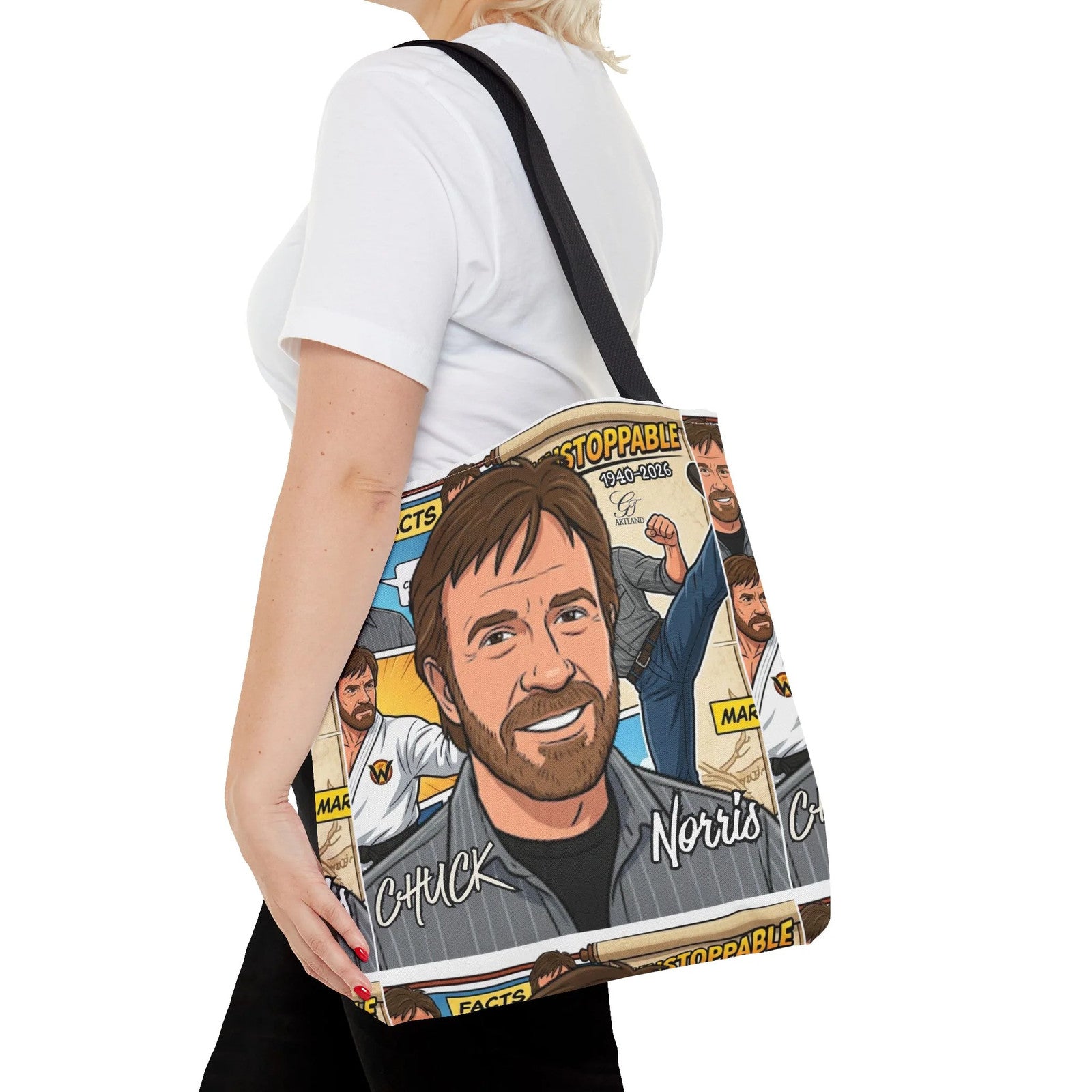 Chuck Norris Legacy Retro Martial Artist Cartoon Tote Bag | All-Over Print
