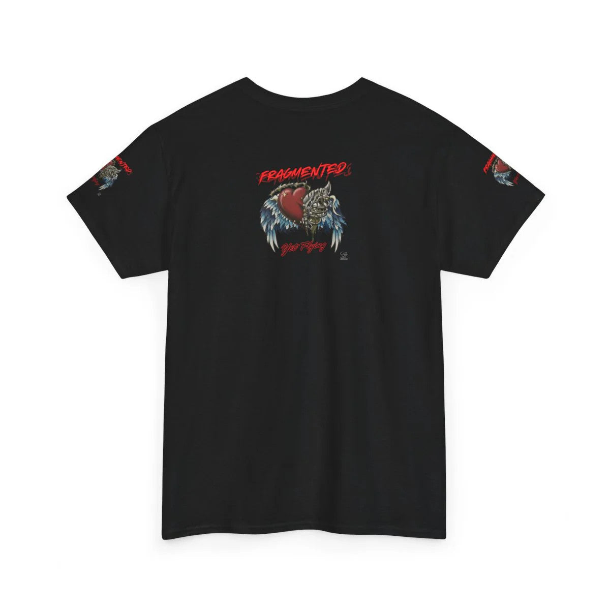 "Fragmented Yet Flying" Motivational Tattoo Style Heart and Bones Unisex Heavy