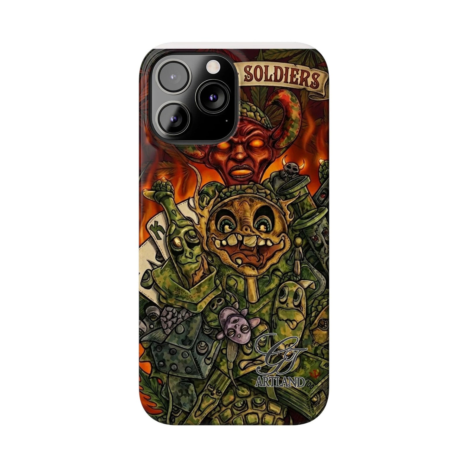 Devils Army Illustration Slim Phone Case | Horror Soldier Art by GT Artland