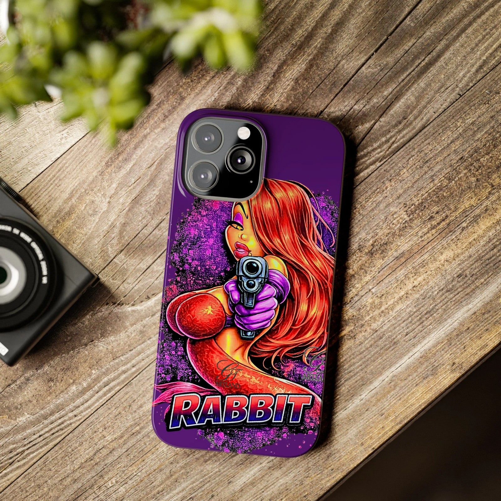 Pinup Rabbit Vixen Gun Girl Phone Case | Slim Phone Cases by GT Artland