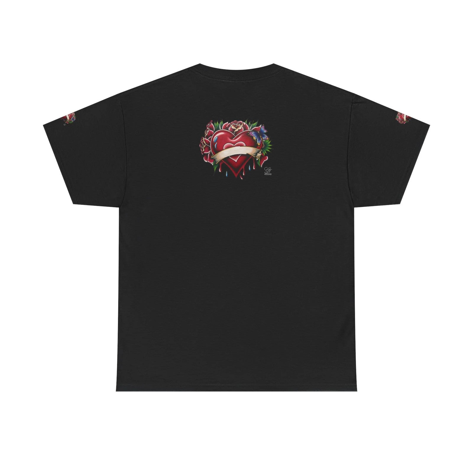 HEARTS AND ROSES Tattoo Styled Original T Shirt with Personalization by GT