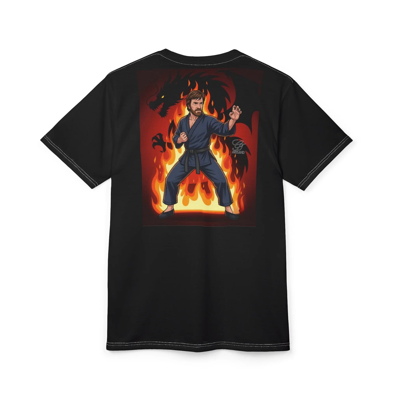 Martial Artist Chuck Norris Illustration Tee | Flames Karate Fighter by GT
