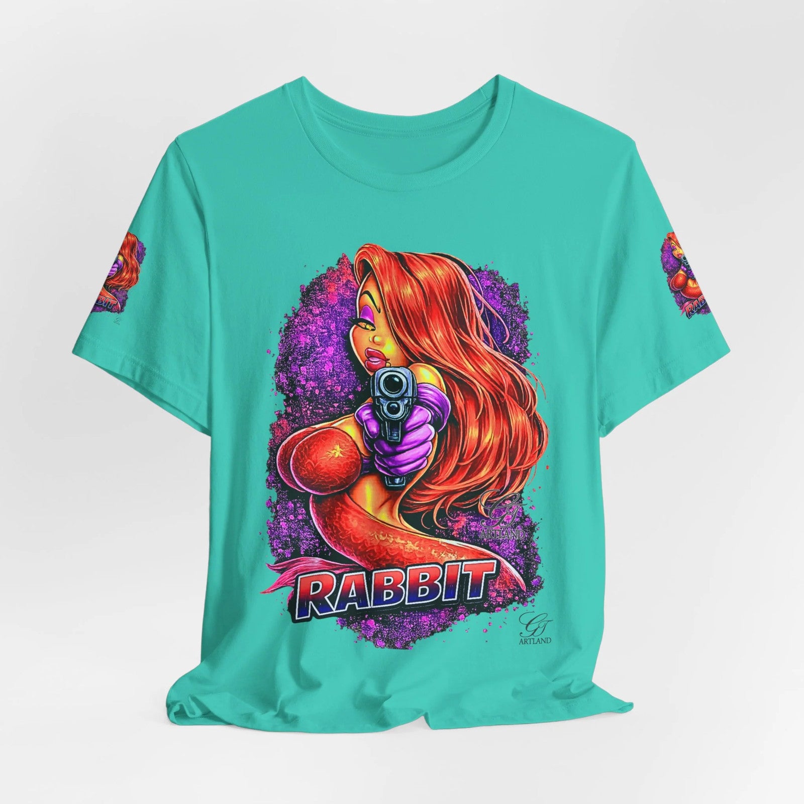 Rabbit Pinup Girl T-Shirt | Retro Comic Femme Fatale Graphic Tee by GT Artland