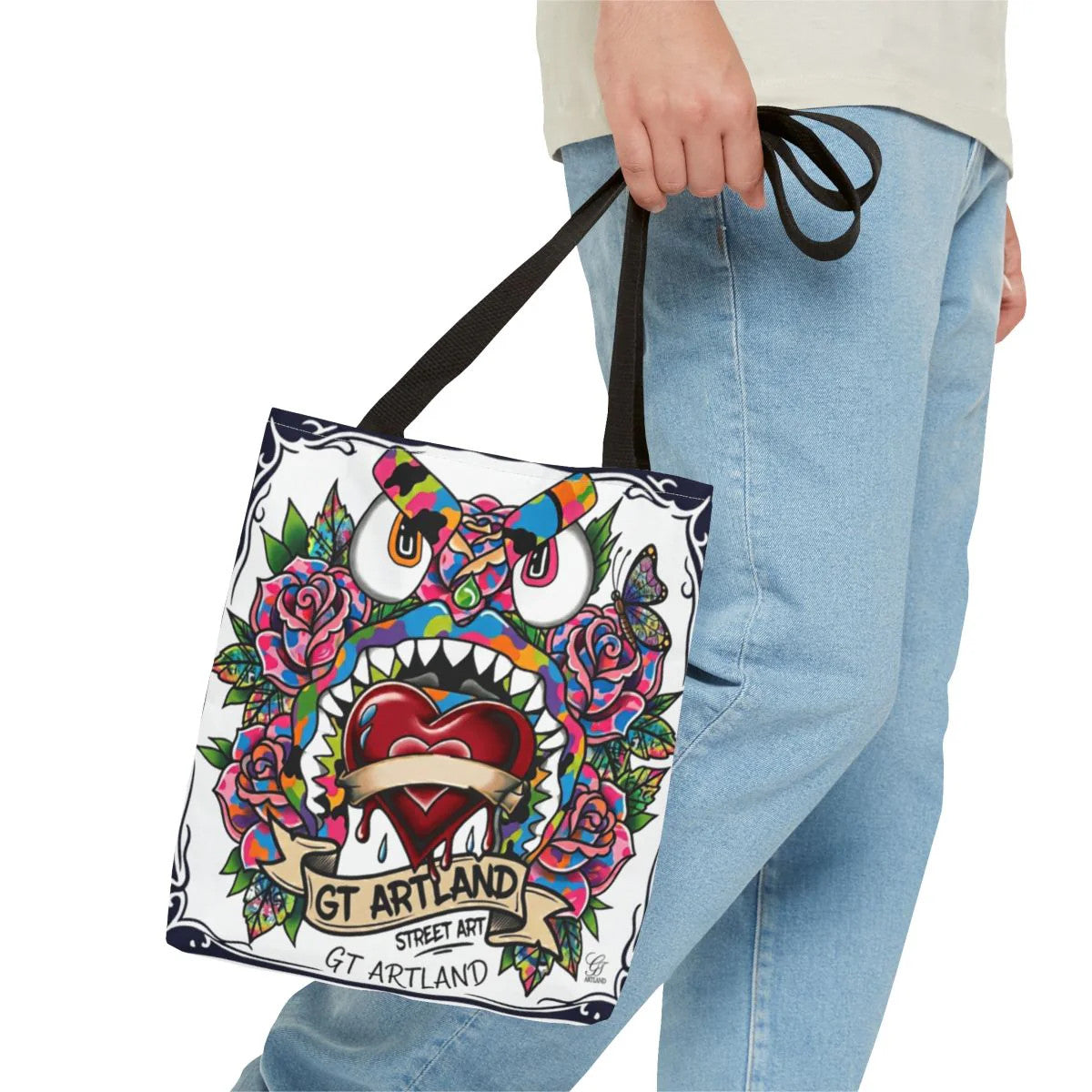 Colorful Gape Tattoo Monster Heart Tote Bag Designer Edition | All-Over Print