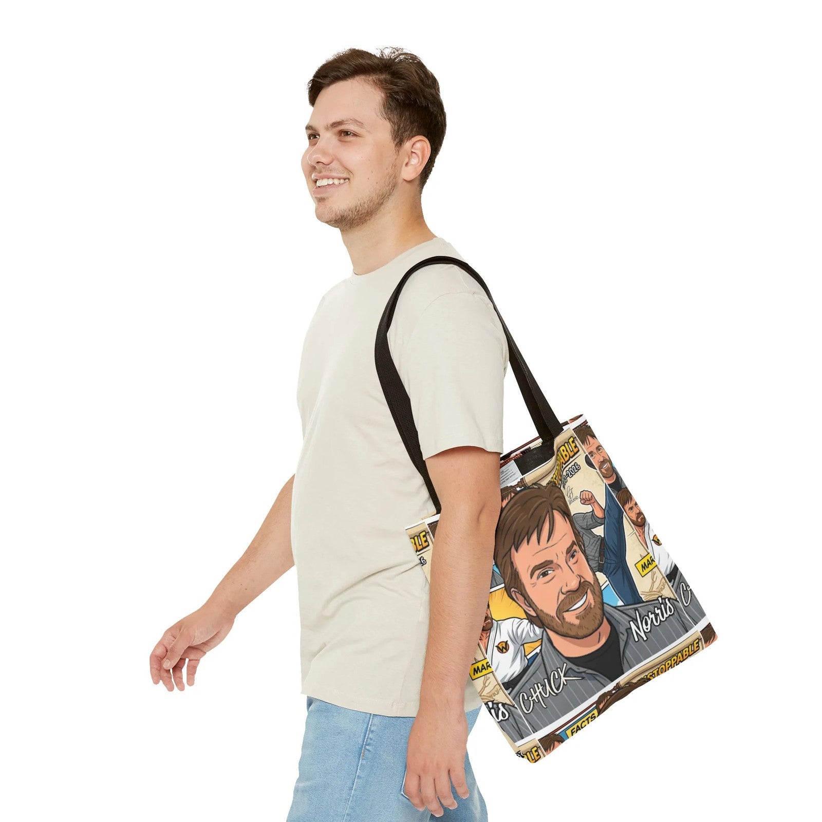 Chuck Norris Legacy Retro Martial Artist Cartoon Tote Bag | All-Over Print