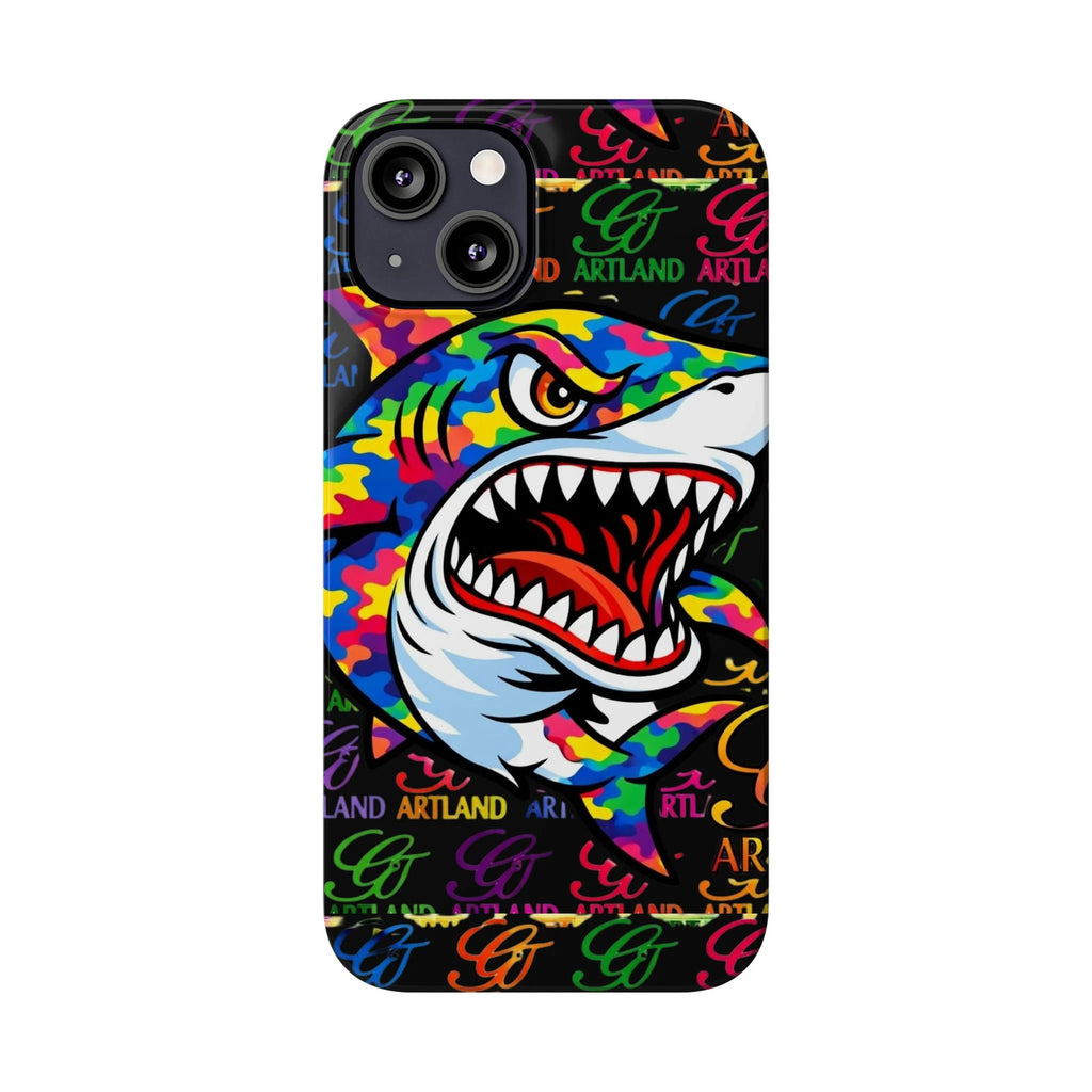 Colorful Shark GT Illustration Slim Phone Case | Neon Graffiti Pattern by GT