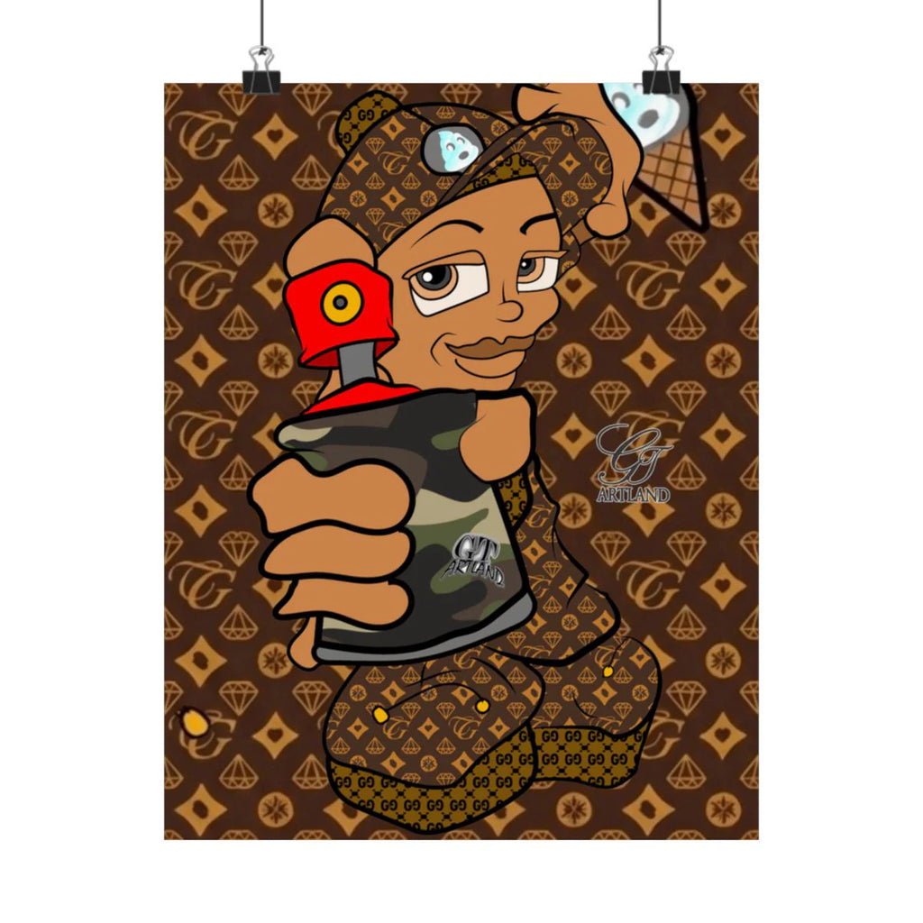 Ebony Spray Can Kid GT High Fashion Graffiti Designer Matte Vertical Posters by