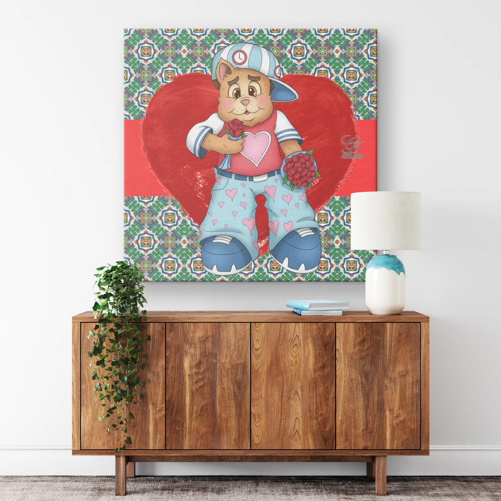 Swag Tailored Bear with Dozen of Roses Red Label Designer Edition Square Canvas