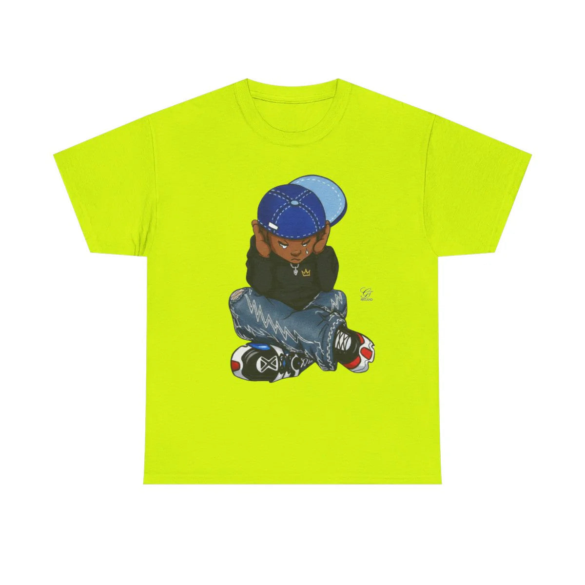 Ebony Sad Boy Crying Urban Toon Unisex style Heavy Cotton Tee BY GT ARTLAND
