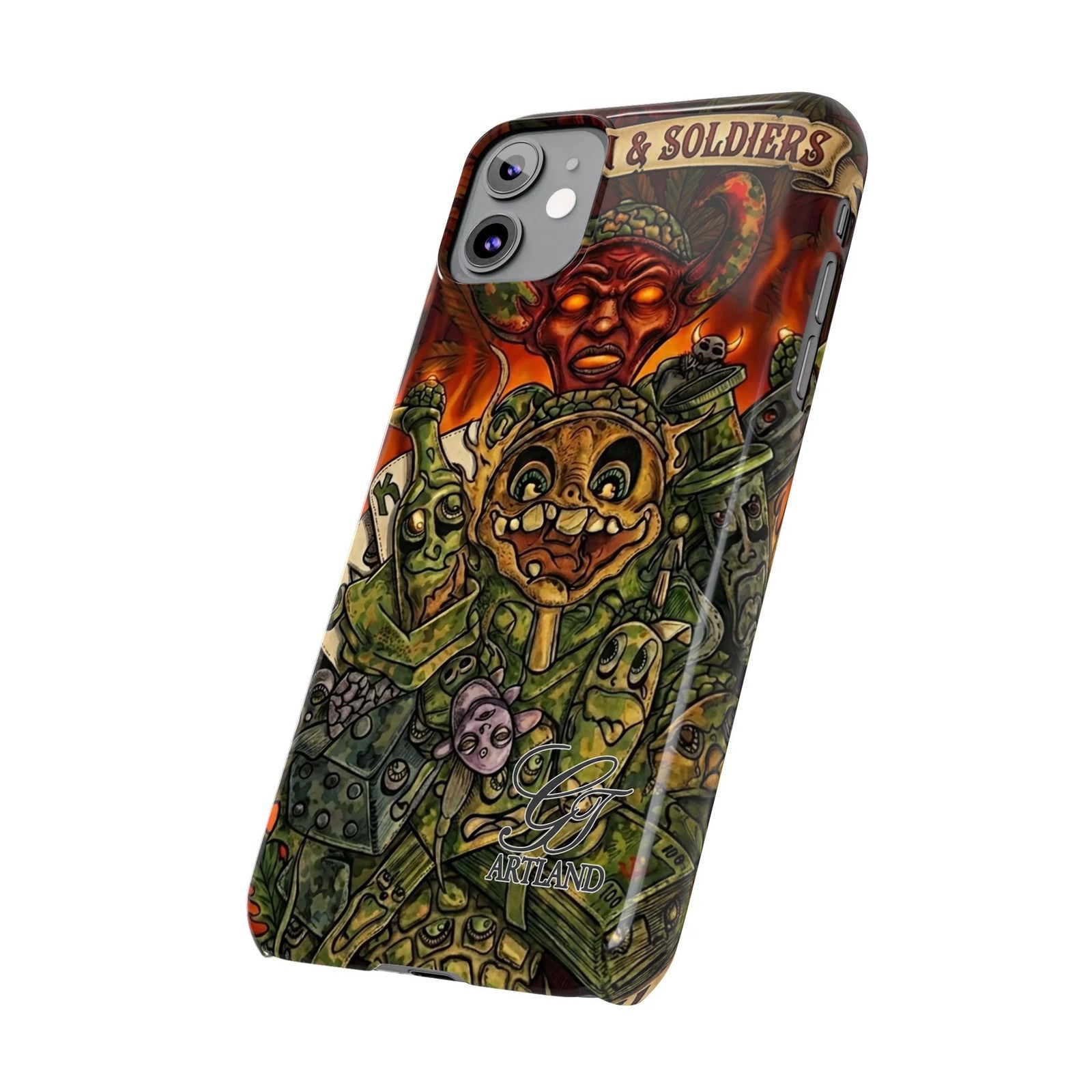 Devils Army Illustration Slim Phone Case | Horror Soldier Art by GT Artland