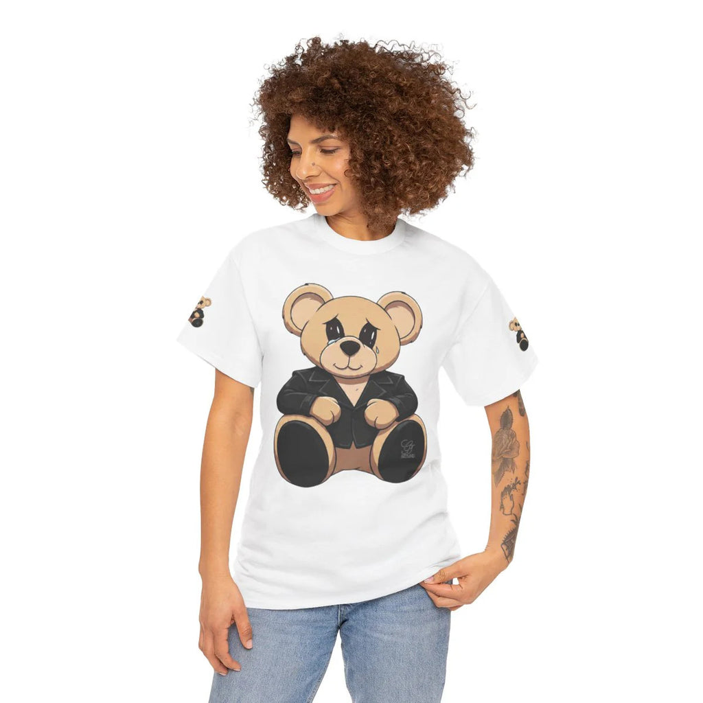 Cute Teddy Bear in Black Unisex Heavy Cotton Tee by GT Artland