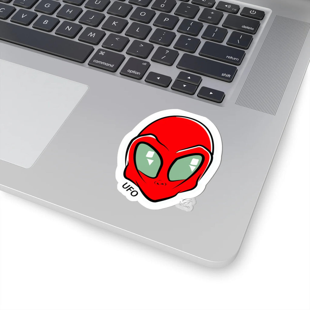 Red Alien Head UFO Sticker | Kiss-Cut Vinyl Decal by GT Artland