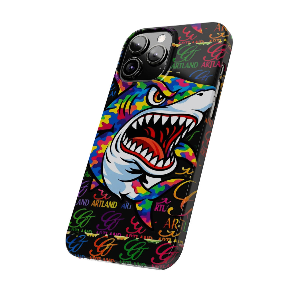 Colorful Shark GT Illustration Slim Phone Case | Neon Graffiti Pattern by GT