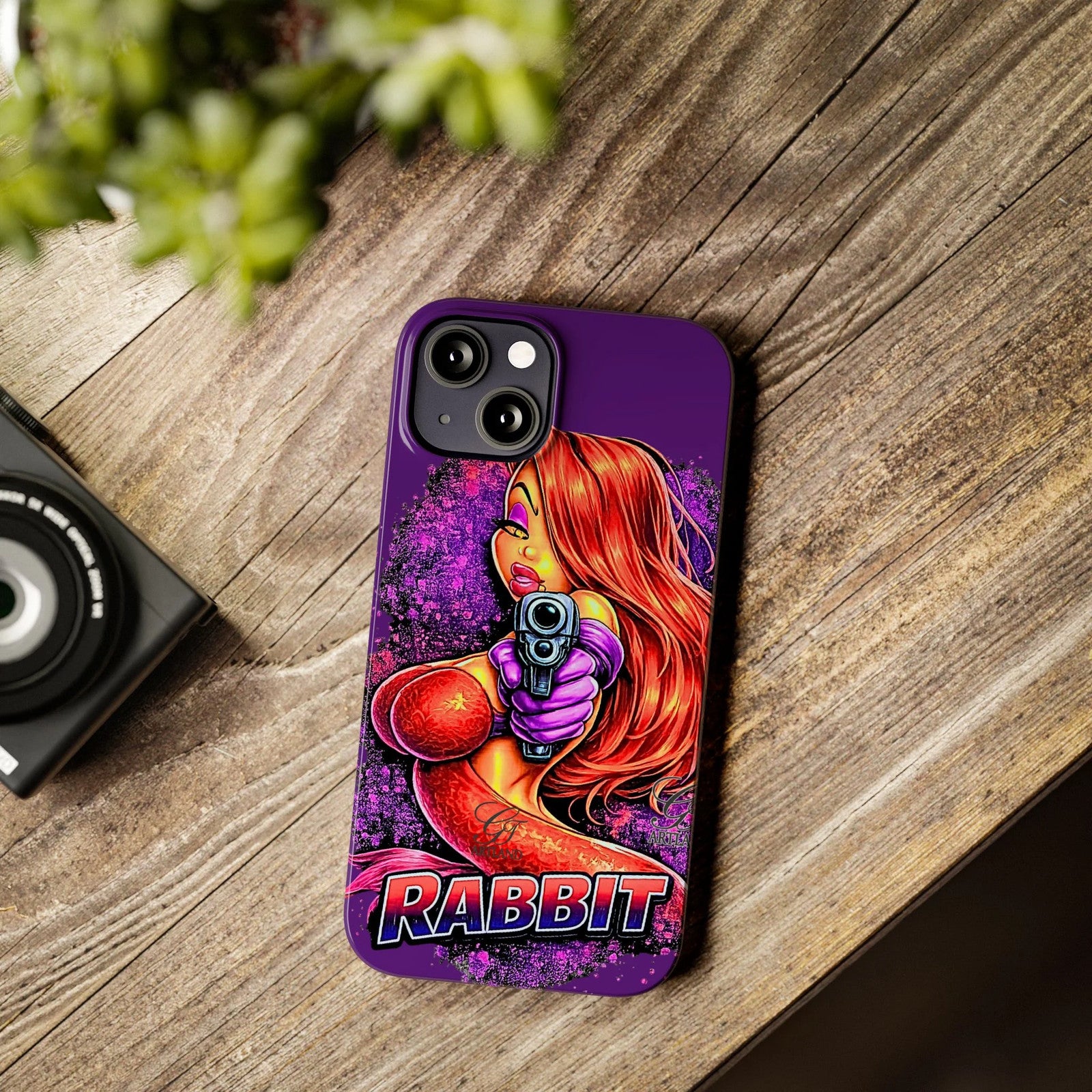 Pinup Rabbit Vixen Gun Girl Phone Case | Slim Phone Cases by GT Artland