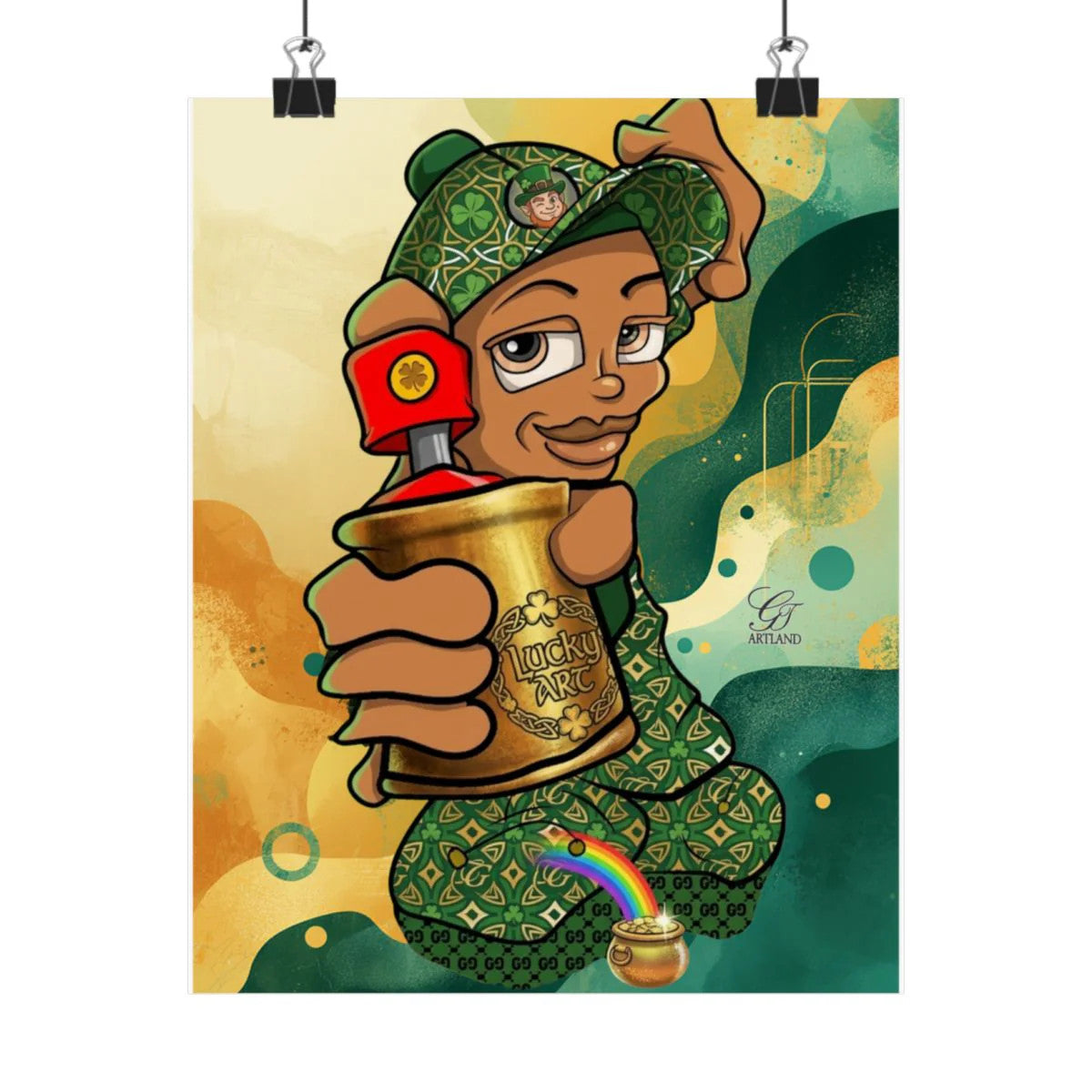 Spray Can Kid "Lucky Art" Edition Urban Toon Matte Vertical Posters by GT