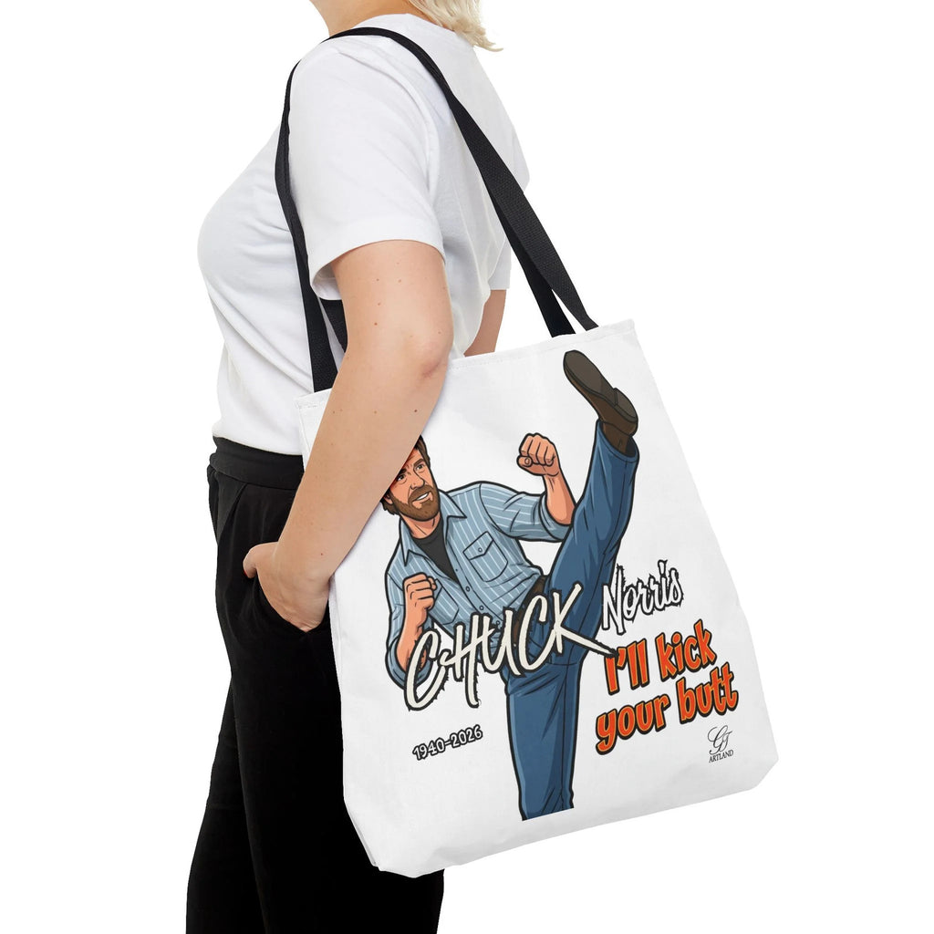 Chuck Norris I'll Kick Your Butt Tote Bag | Martial Arts Illustration by GT